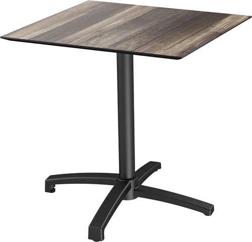 VEBA X Cross terrasstafel 70x70 cm vierkant - Tropical wood - Zwart