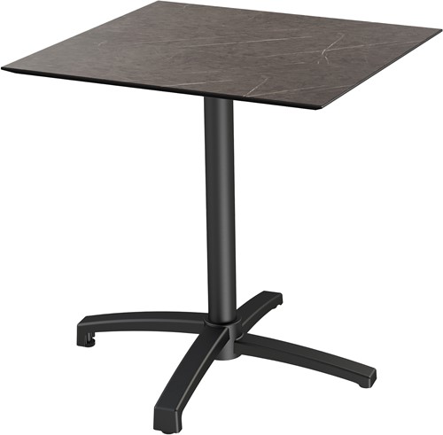 VEBA X Cross terrasstafel 70x70 cm vierkant - Midnigt Marble - Zwart