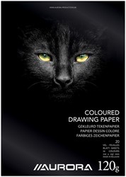 Tekenblok Aurora A4 20 vel 120 gram gekleurd tekenpapier