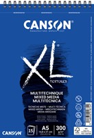 Mixed mediapapier Canson XL Textured Mixed Media 15vel 300gr A5 wit