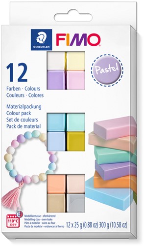 Klei Fimo  soft colour pak à 12 pastel kleuren