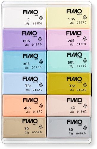 Klei Fimo  soft colour pak à 12 pastel kleuren-1