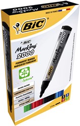 BiC Marking 2000 Permanente Marker, Ronde Punt, 1,7 mm, Zwart, Blauw, Rood, Groen (pak 4 stuks)