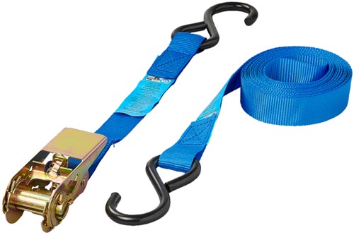 Spanband ProPlus ratel 5 meter met 2 haken blauw-3
