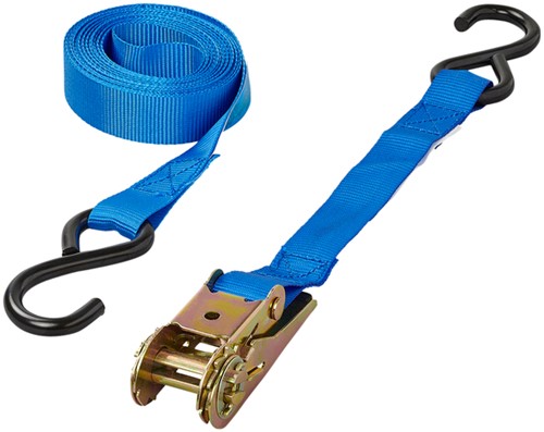Spanband ProPlus ratel 5 meter met 2 haken blauw-1