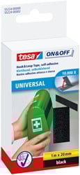 Klittenband tesa® On & Off 1mx20mm zelfklevend zwart
