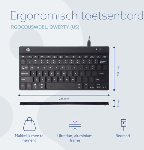 Toetsenbord R-Go Ergonomisch Compact Break QWERTY zwart-2