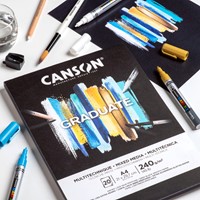 Mixed mediapapier Canson Graduate Mixed Media 20vel 240gr A4 zwart-2