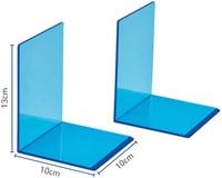 Boekensteun MAUL 10x10x13cm acryl set 2 neon blauw transparant-3