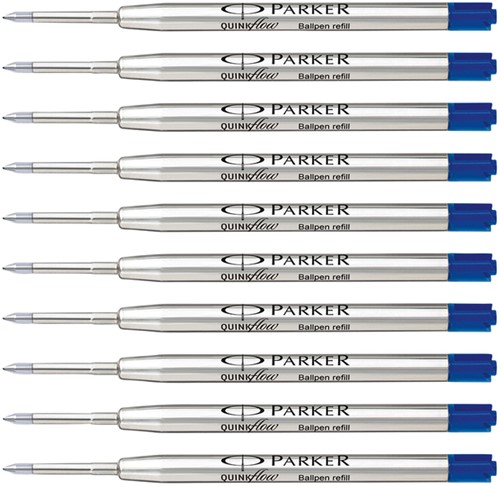 Balpenvulling Parker Quinkflow medium blauw blister à 10 stuks-2