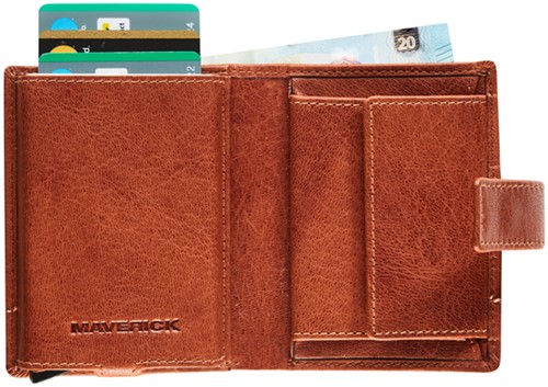 Kaarthouder Maverick Rough Gear super compact RFID leer cognac-2