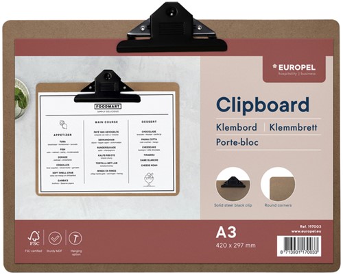 Klembord Europel A3 liggend hout-2