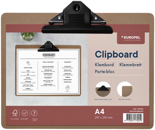 Klembord Europel A4 liggend hout-2