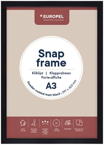 Kliklijst Europel A3 25mm mat zwart