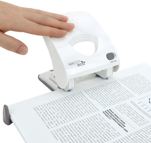 Perforator Rapesco Germ-Savvy Less Effort Eco X5-40ps antibacterieel 2-gaats wit-3