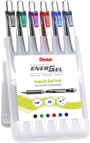 Gelschrijver Pentel BL77 Energel medium assorti 6 stuks-3