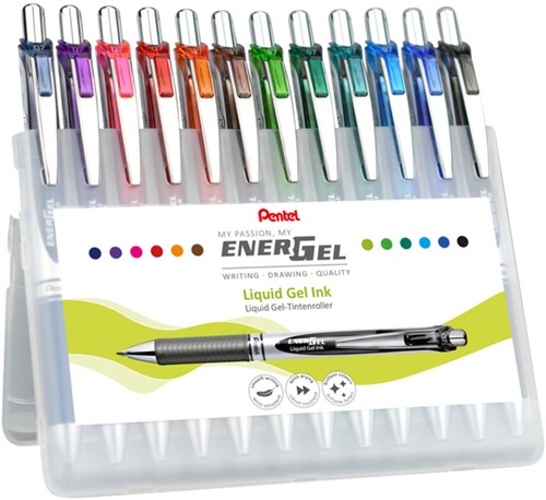 Gelschrijver Pentel BL77 Energel medium assorti 12 stuks-1