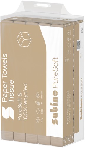 Handdoek Satino PT2 Puresoft w-vouw 2-laags 206x320mm 25x120 vel naturel 277520-3
