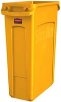 Afvalbak Rubbermaid Slim Jim Vented met luchtsleuven 87 liter geel