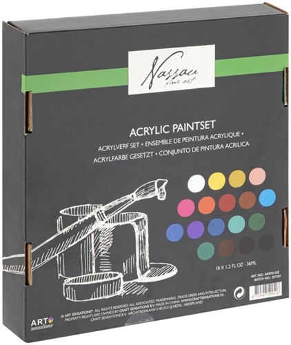 Acrylverf Nassau fine art doos à 18 tubes à 36ml-2