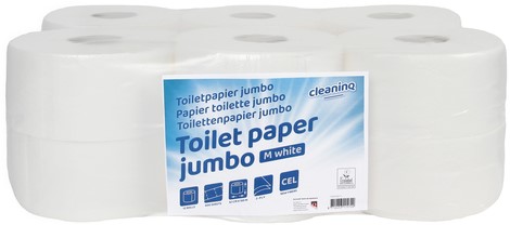 Toiletpapier Cleaninq T2 jumbo klein 2-laags 12x150m wit