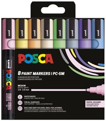 Paintmarker Uni POSCA PC5M medium pastel assorti set à 8 stuks