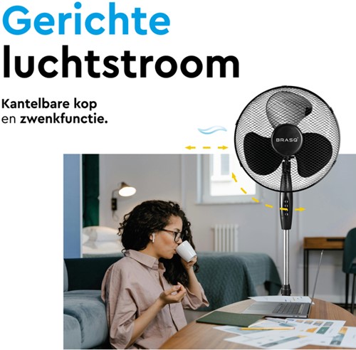 Statiefventilator BRASQ F300 Ø 40cm zwart-6