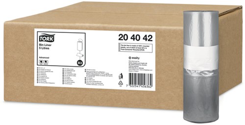Afvalzak Tork B3 Advanced 33x40cm 5L transparant 204042