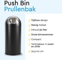 Afvalbak BRASQ Push Bin PB230+ 30 liter zwart-3