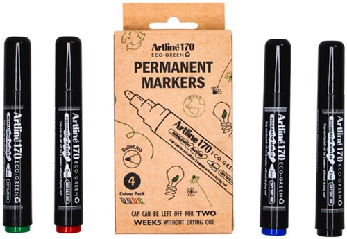 Permanent marker Artline 170 Dry Safe Eco rond medium ass 4 stuks