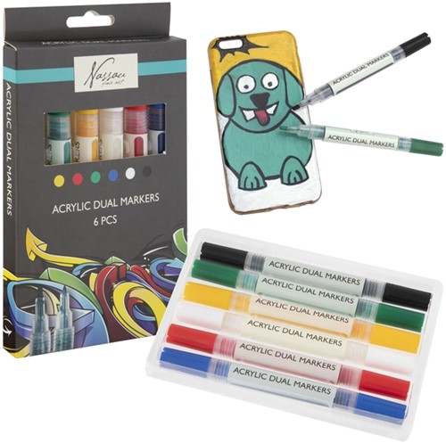 Acrylmarker Nassau duopunt set à 6 kleuren-2