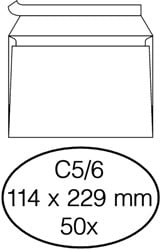 Envelop Quantore bank C5/6 114x229mm zelfklevend wit 50 stuks