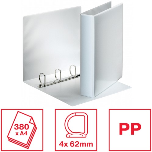 Presentatieringband Esselte Essentials panorama A4 4-rings D-mechaniek 62mm wit-1