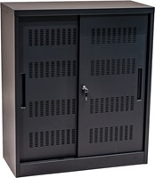 Euroseats Schuifdeurkast - 105cm - Zwart (RAL9005) - Geen