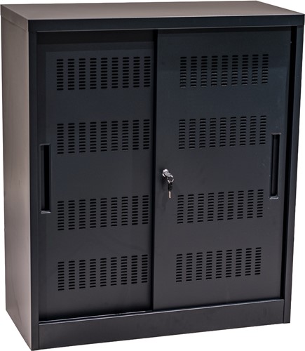 Euroseats Schuifdeurkast - 105cm - Zwart (RAL9005) - Geen