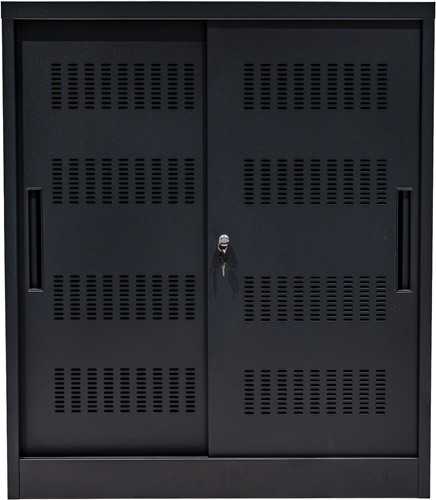 Euroseats Schuifdeurkast - 105cm - Zwart (RAL9005) - Geen-3