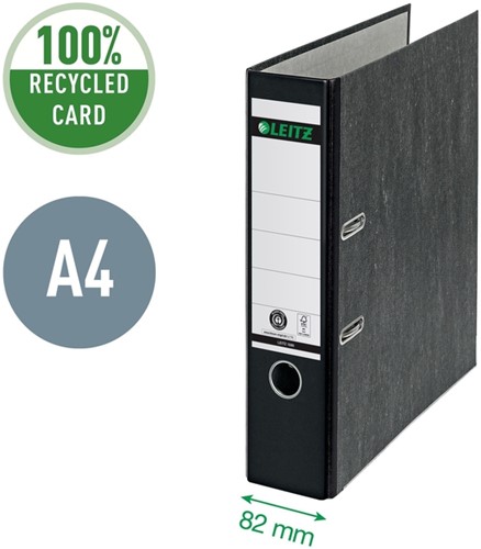 Ordner Leitz 1080 klassiek gewolkt 180° 80mm karton A4 zwart-2