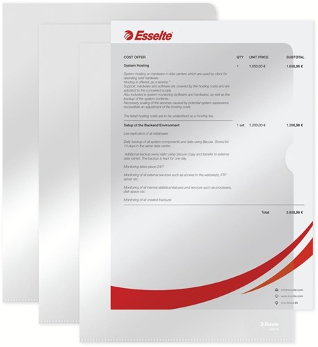 Insteekmap L-model Esselte standaard copy safe 0.11mm PP A4 glashelder 100 stuks-9