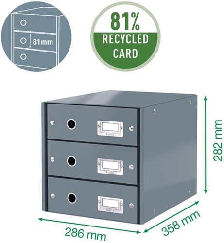 Ladenkast Leitz WOW Click & Store 4 laden gerecycled karton wit-3