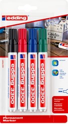 Viltstift edding 3300 schuin 1-5mm assorti blister à 4 stuks