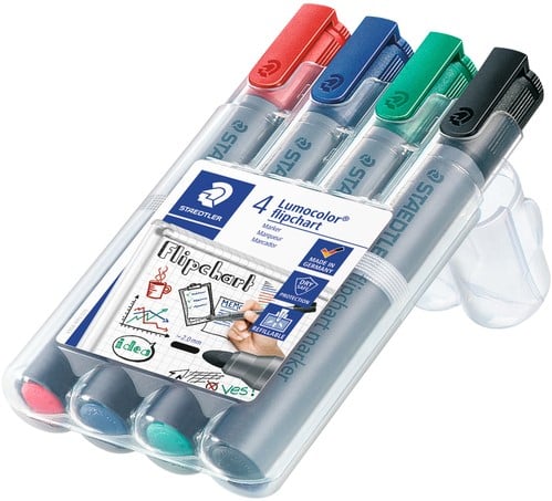 Viltstift Staedtler 356 voor flipover rond 2mm 4 stuks assor-1