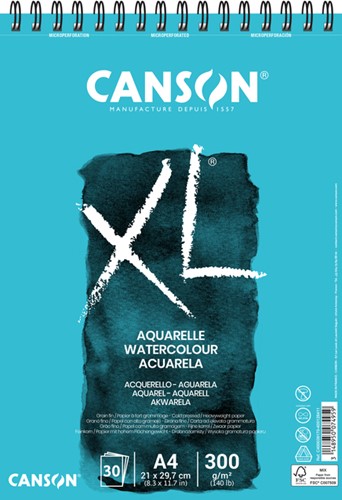 Aquarelpapier Canson XL 30vel 300gr A4 wit