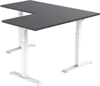 Euroseats elektrisch zit-sta hoekbureau 180 x 180 cm - Shadow Eik (T608) - Wit (RAL9016)-3