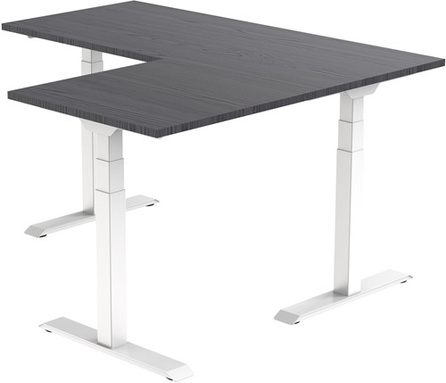 Euroseats elektrisch zit-sta hoekbureau 180 x 180 cm - Shadow Eik (T608) - Wit (RAL9016)-3