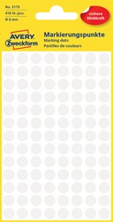 Etiket Avery 3175 rond 8mm wit 416 stuks