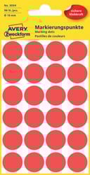 Etiket Avery Zweckform 3004 rond 18mm rood 96stuks