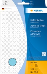 Etiket HERMA 2213 rond 8mm blauw 5632 stuks