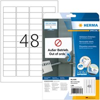 Etiket HERMA 4346 45.7x21.2mm verwijderbaar wit 1200 stuks
