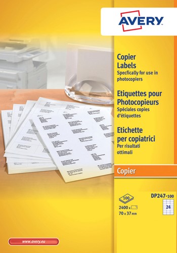 Etiket Avery DP247-100 70x37mm wit 2400 stuks