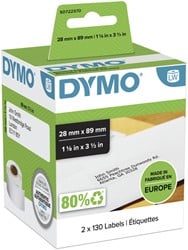 Etiket Dymo LabelWriter adressering 28x89mm2 rollen á 130 stuks wit S0722370 